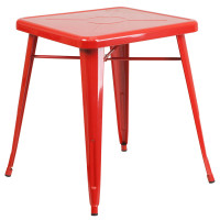 Flash Furniture CH-31330-29-RED-GG Square Metal Table in Red